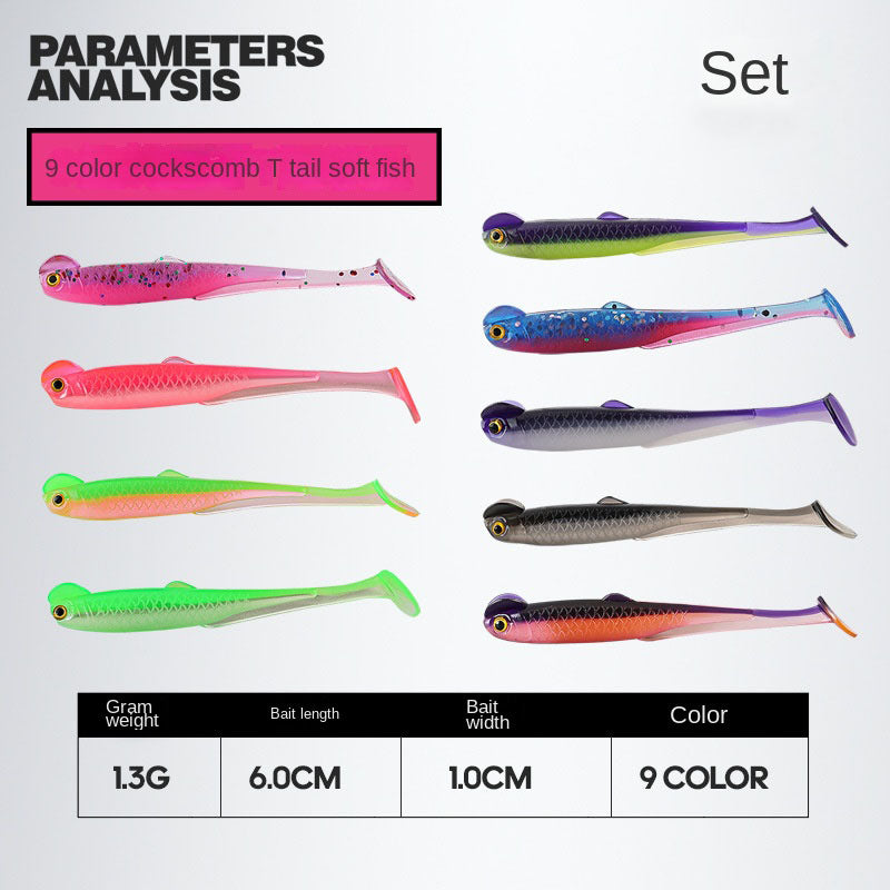 Taiyu Lure Artificial Bait Rooster Tail Soft Bait 6cm 1.3g Dual-Color Soft Fish Soft Worm Lifelike Fishing Bait Factory Wholesale