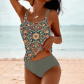 Printed Two-Piece Swimwear Women's Conservative Bikini Beach Swimwear