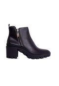 Sophora Goat Leather Ankle Boots – 9cm Round-Toe Block Heel-0