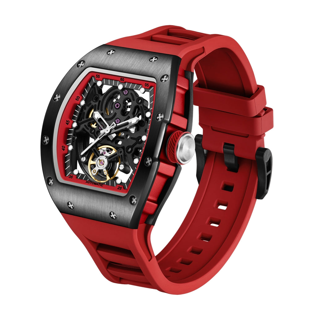 MEGIR Automatic Mechanical Men's Watch Luxury Skeleton Dial Luminous Waterproof Sports Military Wristwatch Gift for Man 9190-12-15