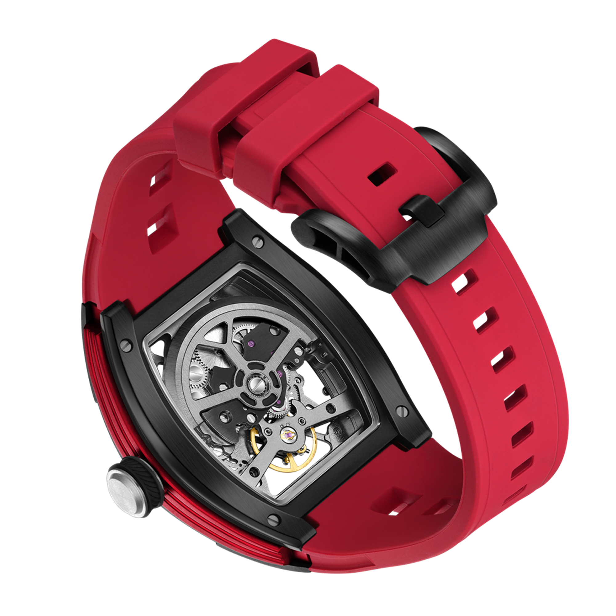 MEGIR Men's Mechanical Watch Fashion Hollow Out Automatic Movement Sport Wristwatches Waterproof Silicone Strap Watches 9198-3-16