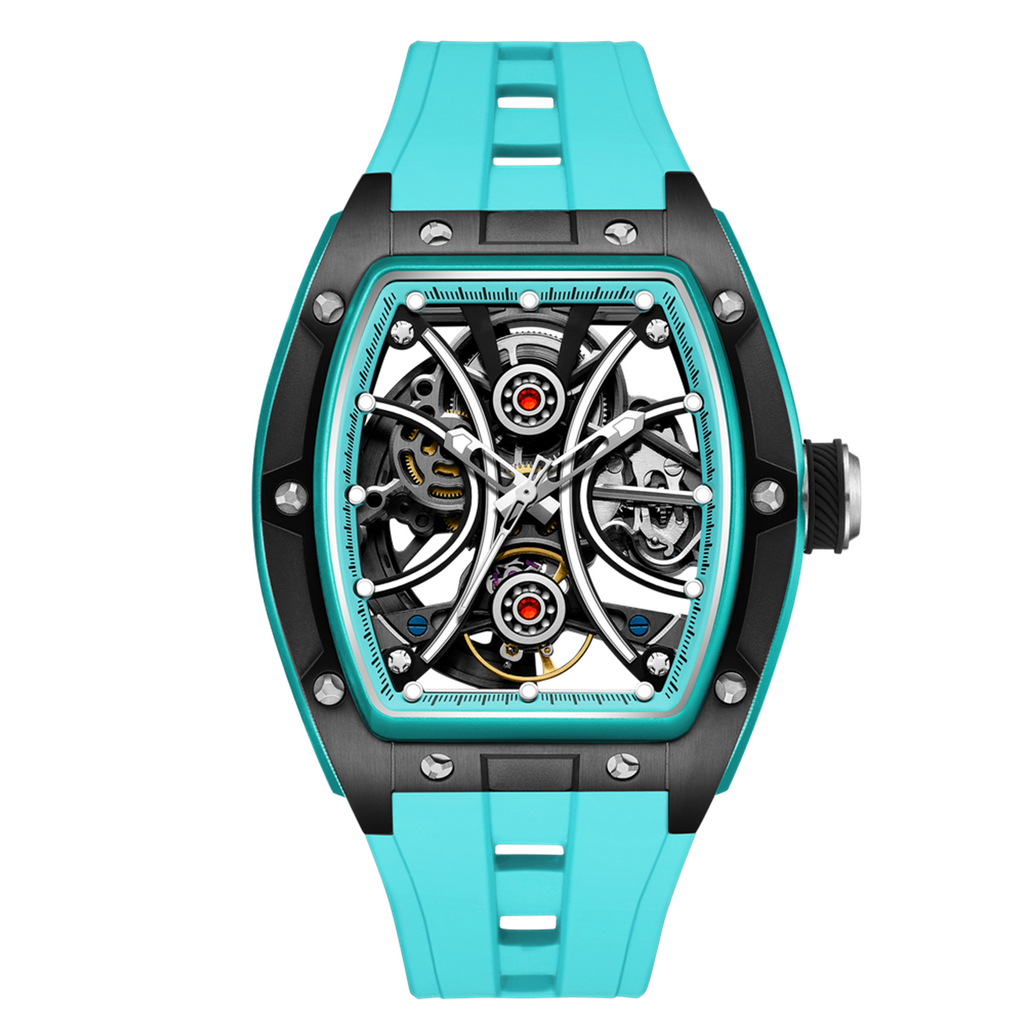 MEGIR Men's Sports Watch Fashion Automatic Mechanical Movement Watches Skeleton Luminous Waterproof Business Wristwatches 9198-4-11
