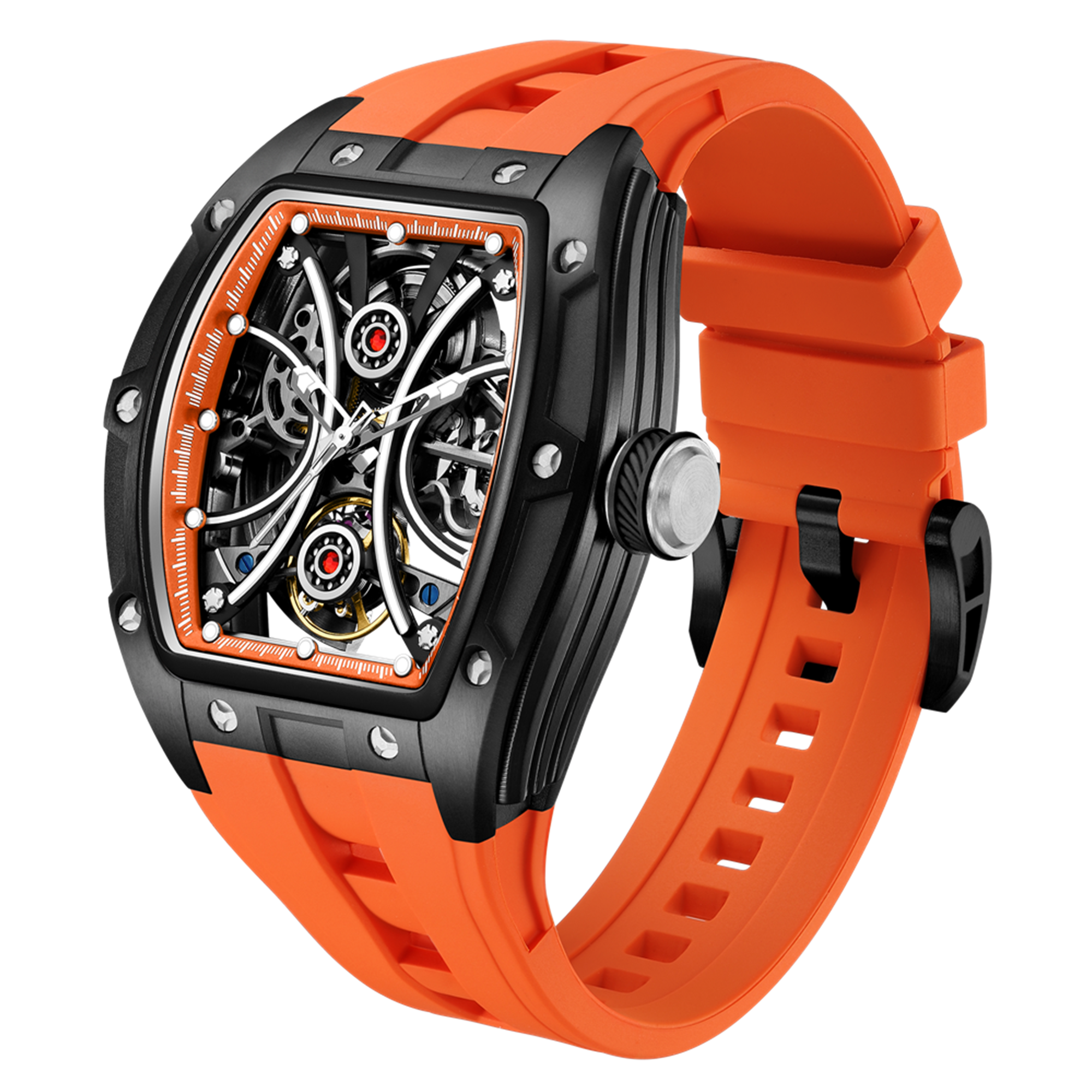 MEGIR Men's Sports Watch Fashion Automatic Mechanical Movement Watches Skeleton Luminous Waterproof Business Wristwatches 9198-4-15