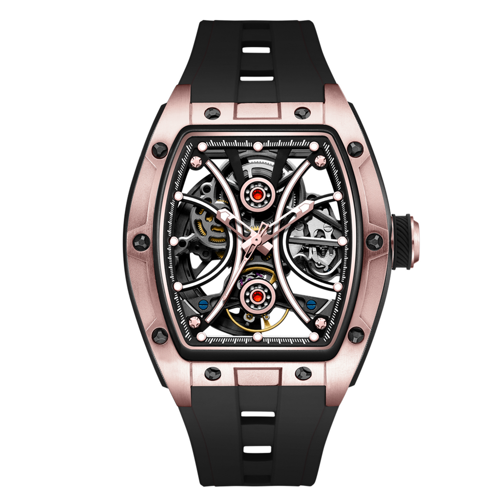 MEGIR Men's Sports Watch Fashion Automatic Mechanical Movement Watches Skeleton Luminous Waterproof Business Wristwatches 9198-4-13