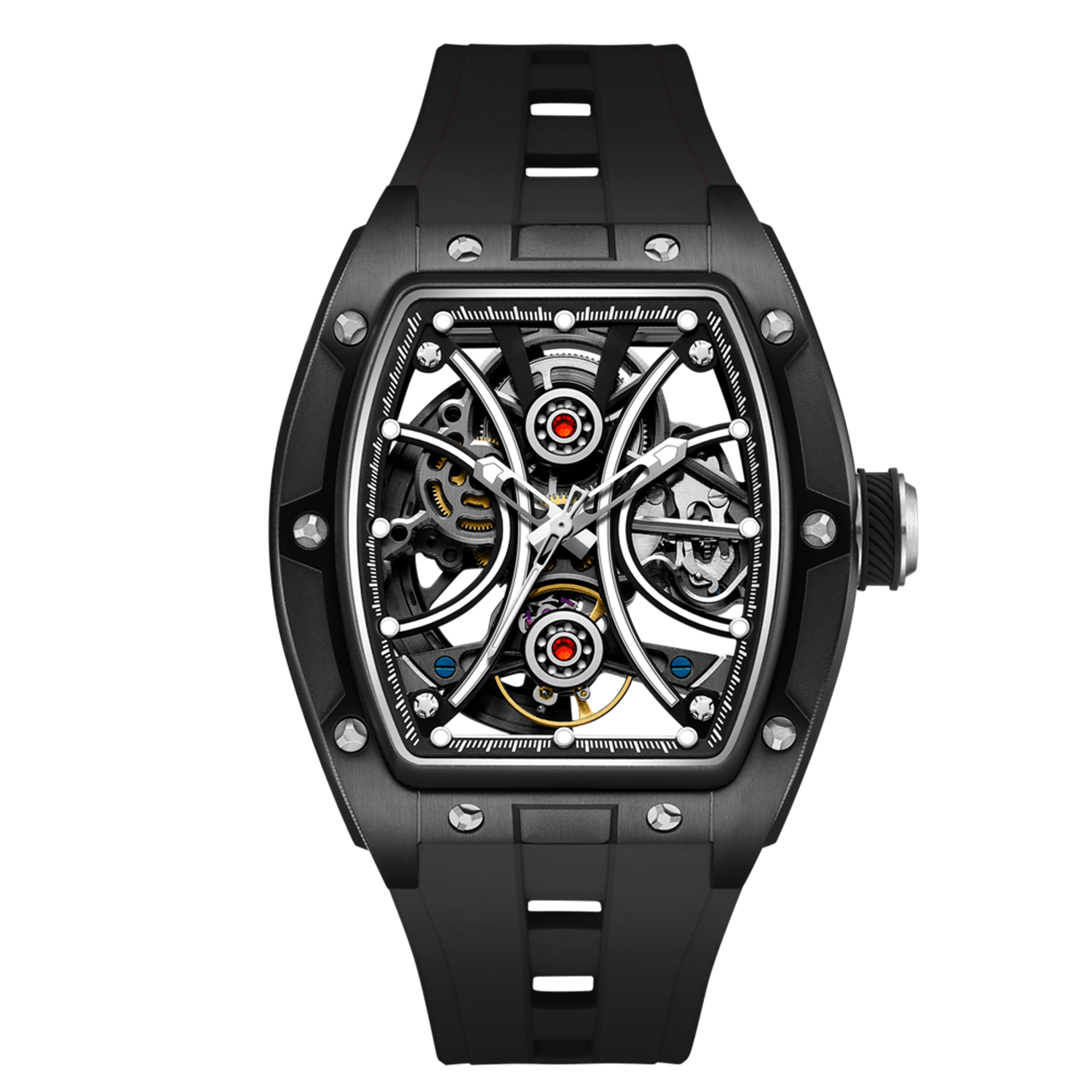 MEGIR Men's Sports Watch Fashion Automatic Mechanical Movement Watches Skeleton Luminous Waterproof Business Wristwatches 9198-4-14