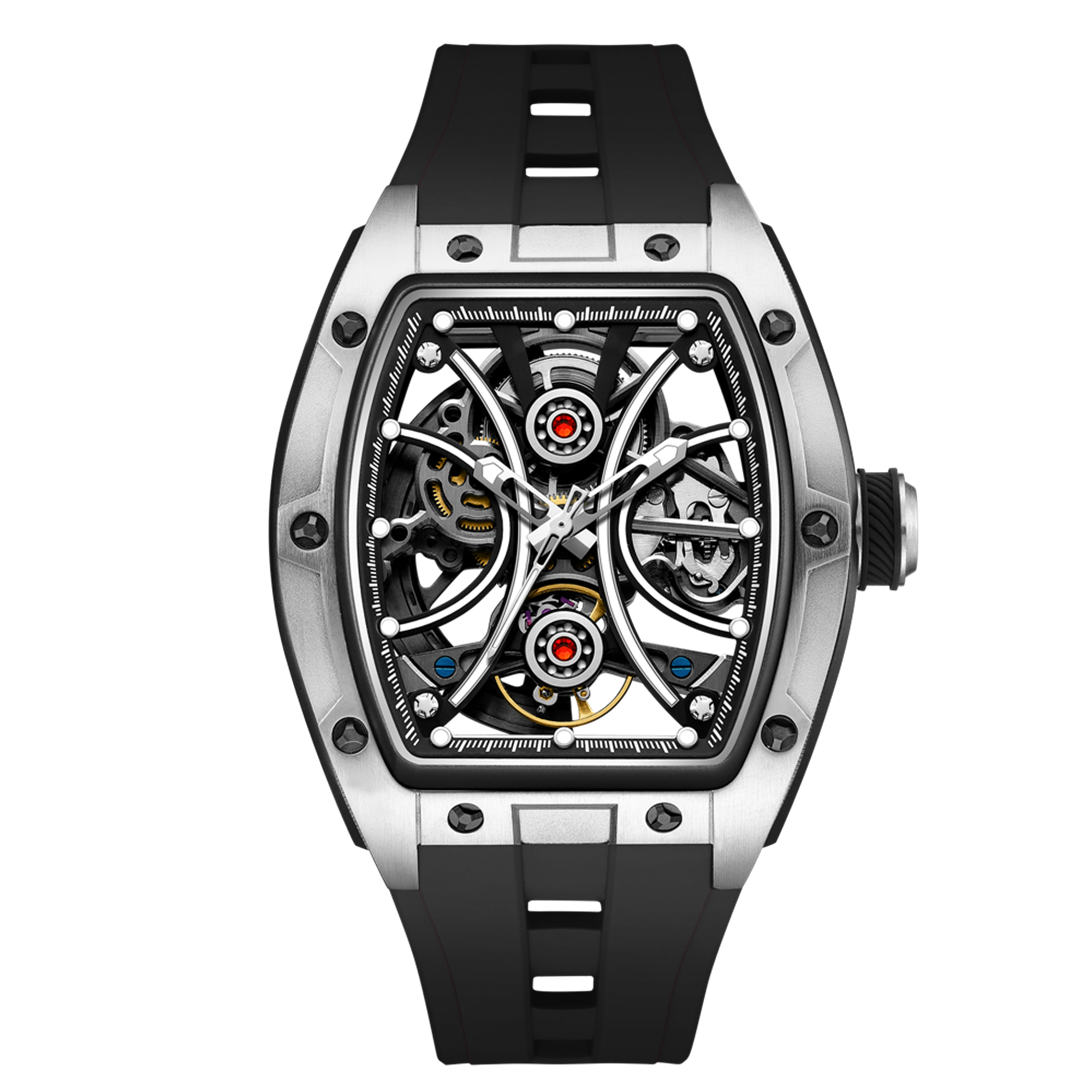 MEGIR Men's Sports Watch Fashion Automatic Mechanical Movement Watches Skeleton Luminous Waterproof Business Wristwatches 9198-4-12