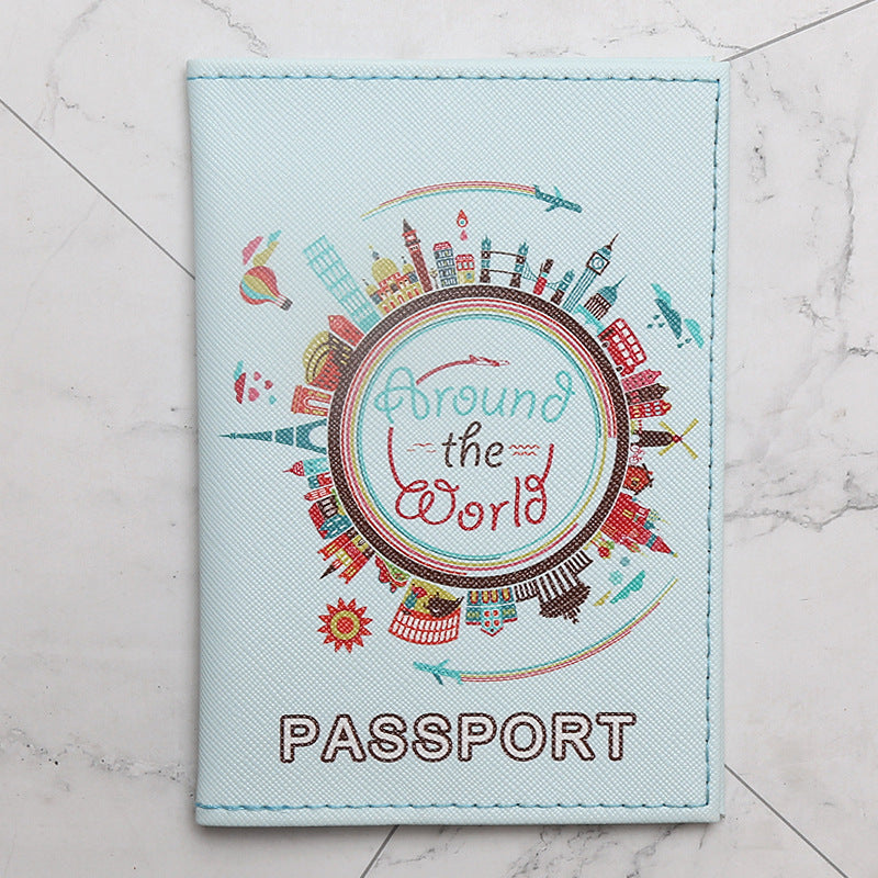 Travel around the world map passport protection cover passport clip PU passport cover
