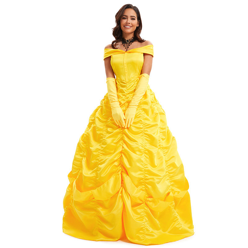 Beauty and the Beast Belle Princess Dress Cosplay Yellow Belle Costume for Women