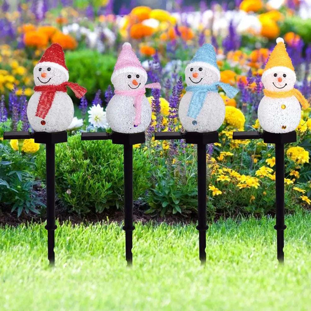 Snowman Solar Christmas Lights Outdoor Lawn Decorations