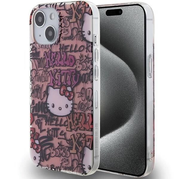 Zadní Kryt Hello Kitty pro Apple iPhone 15 Hello Kitty růžové pohádky Hello (HKHCP15SHDGPTP)-0