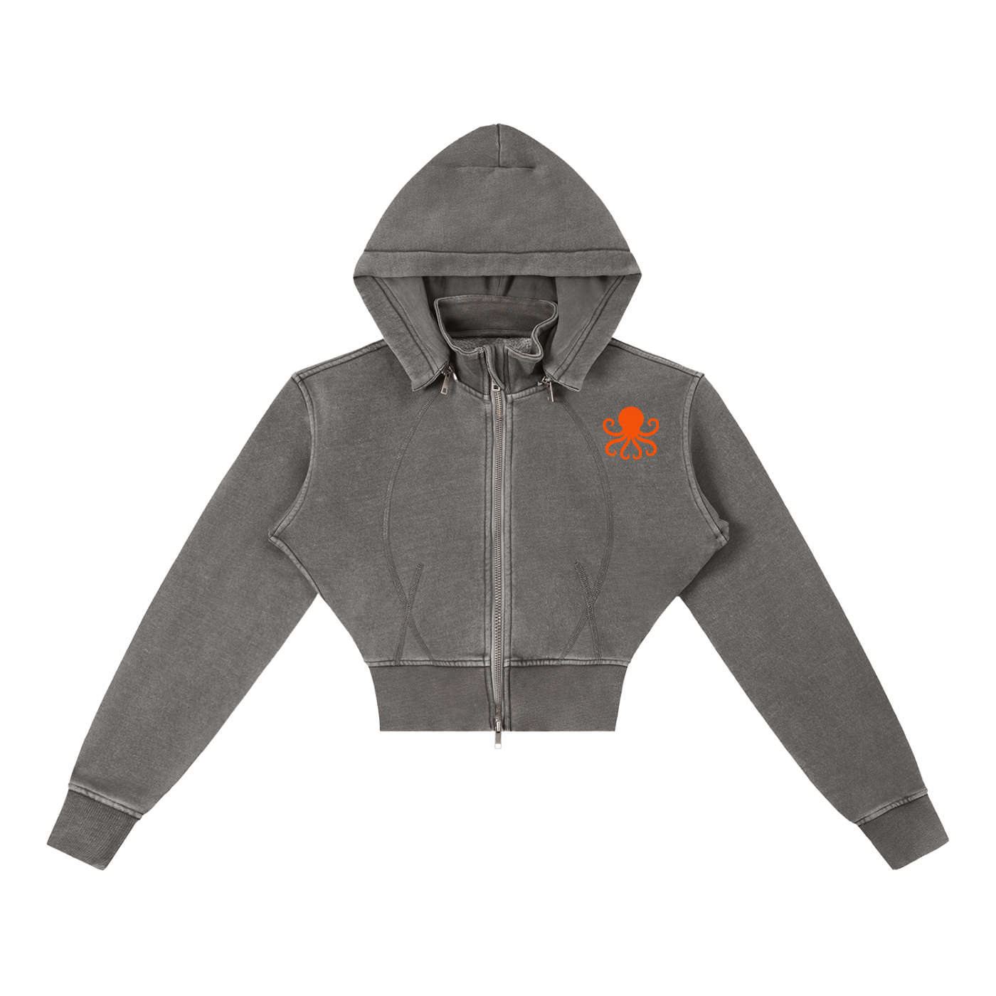 Vintage Washed Cropped Fleece Hoodie