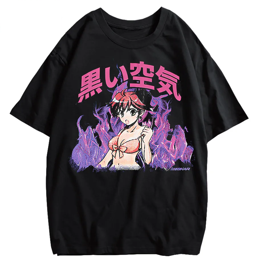 Japanese Anime Girl Oversized Streetwear T-Shirt-7