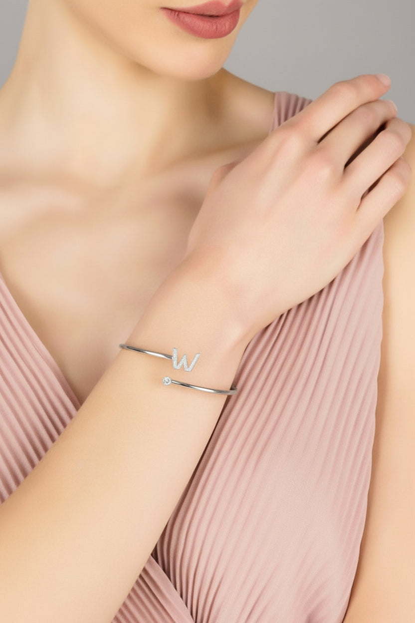Initial Bangle Silver W