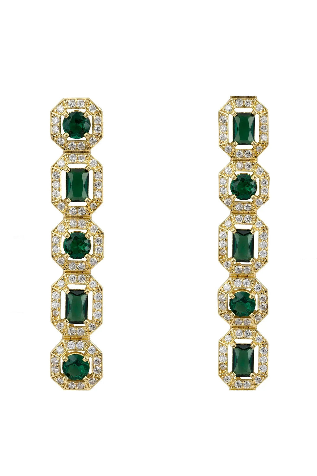 Whistledown Emerald Drop Earrings Gold