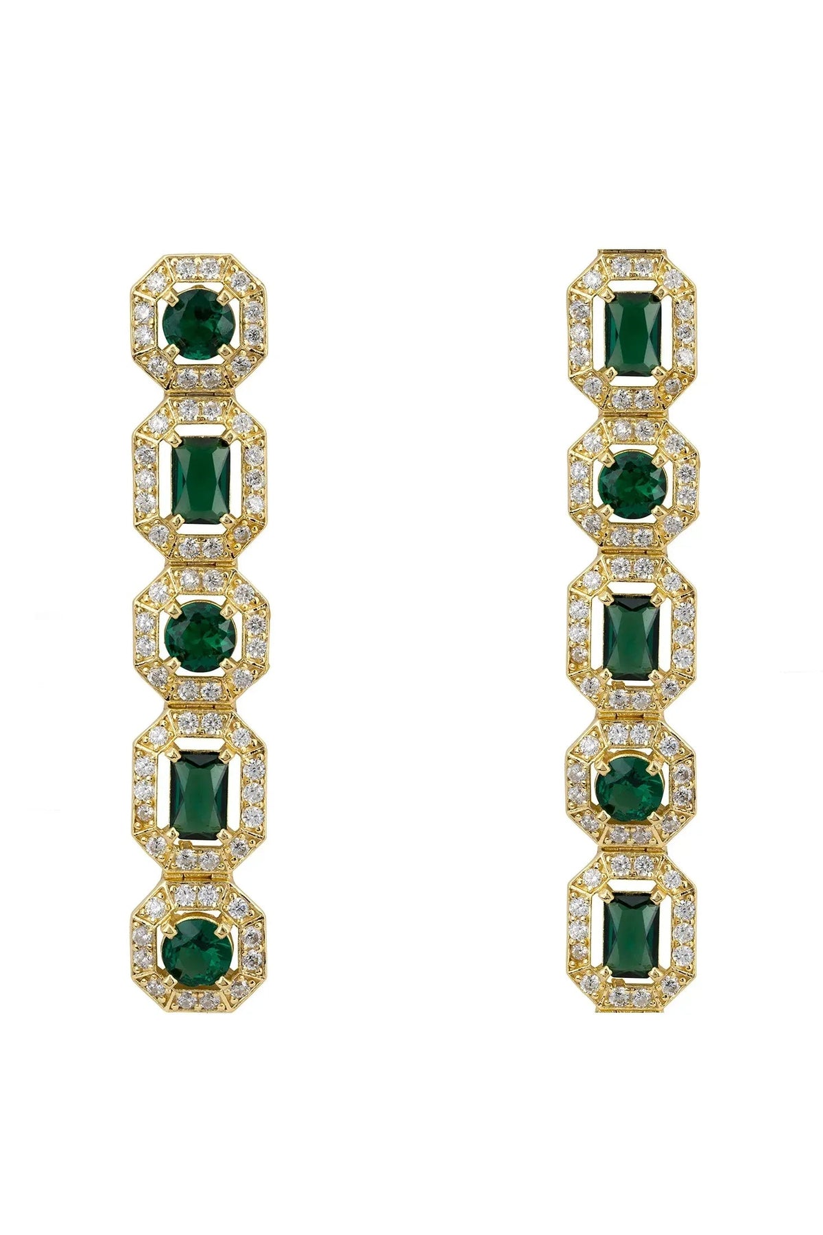 Whistledown Emerald Drop Earrings Gold