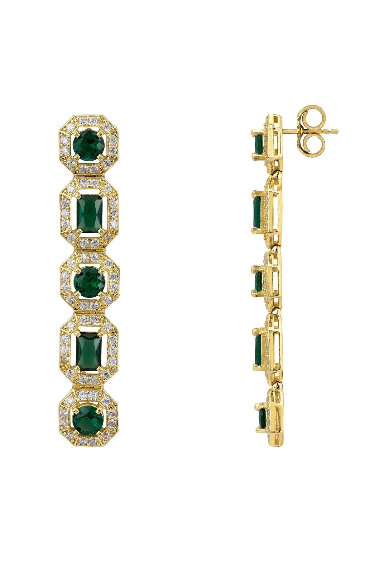 Whistledown Emerald Drop Earrings Gold