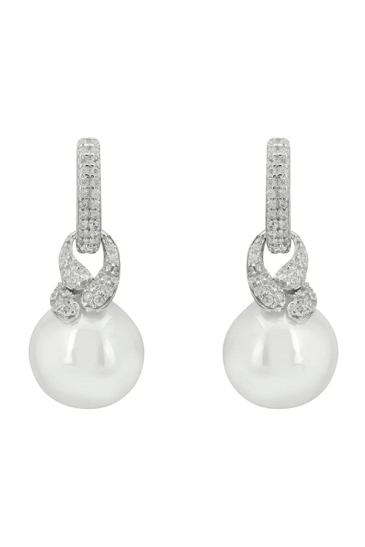 Tie The Knot Drop Pearl Earrings Silver