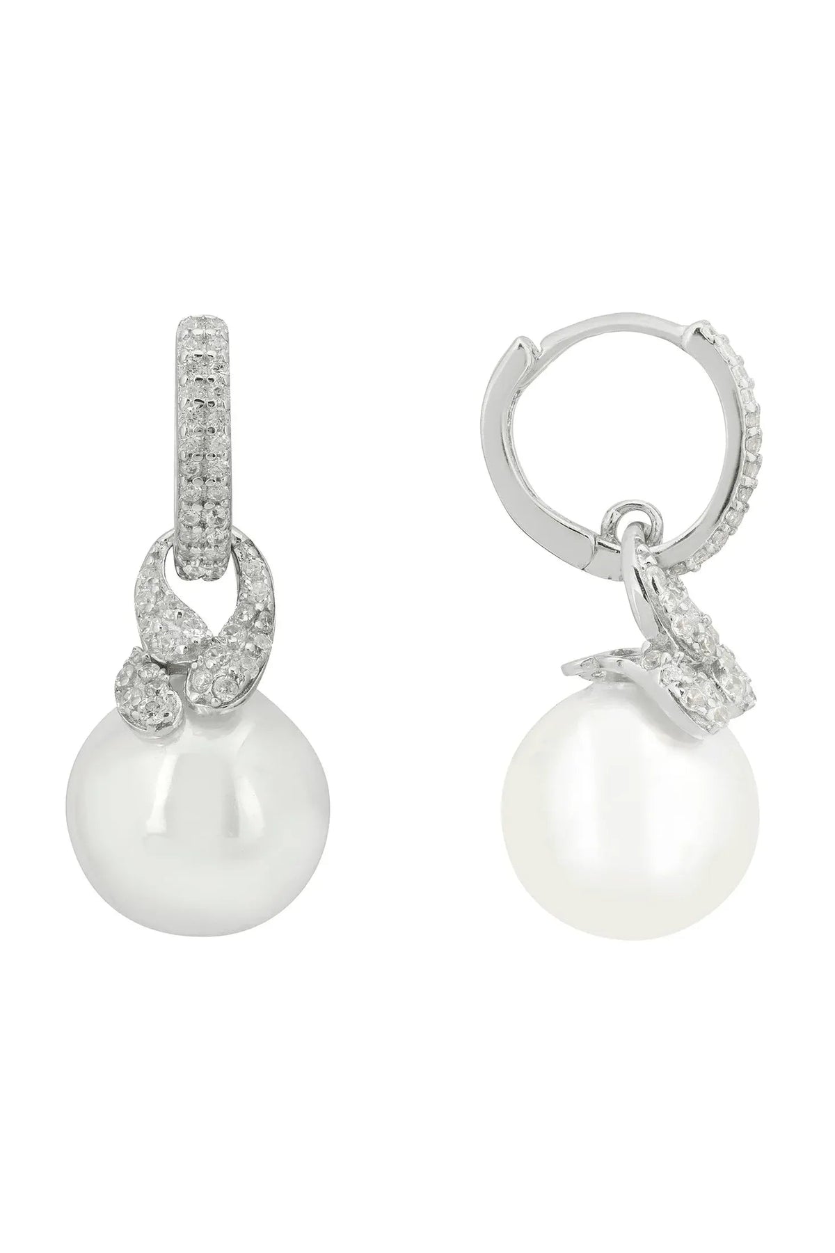 Tie The Knot Drop Pearl Earrings Silver