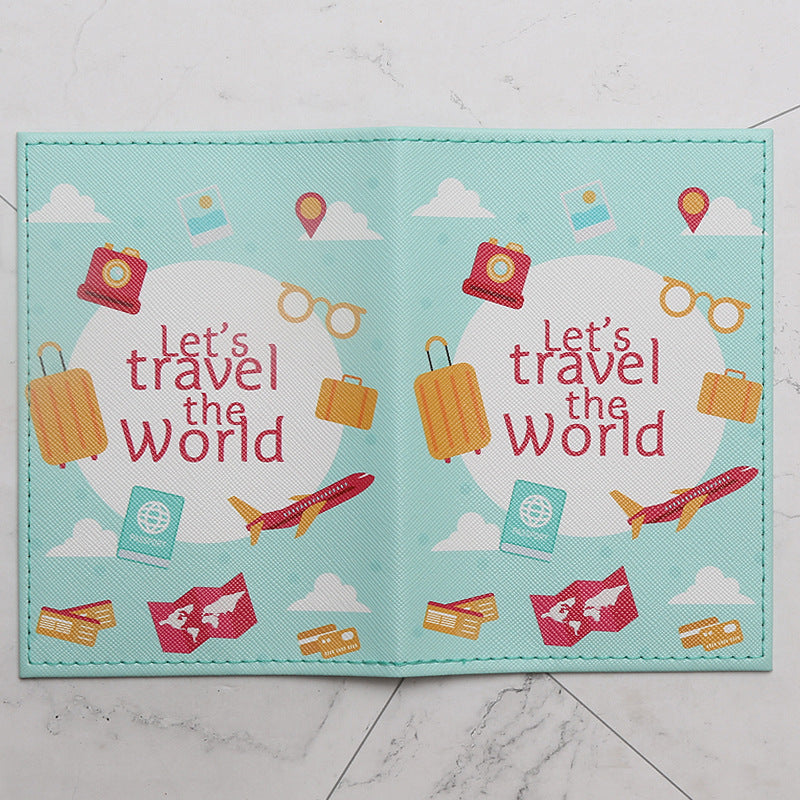 Travel around the world map passport protection cover passport clip PU passport cover