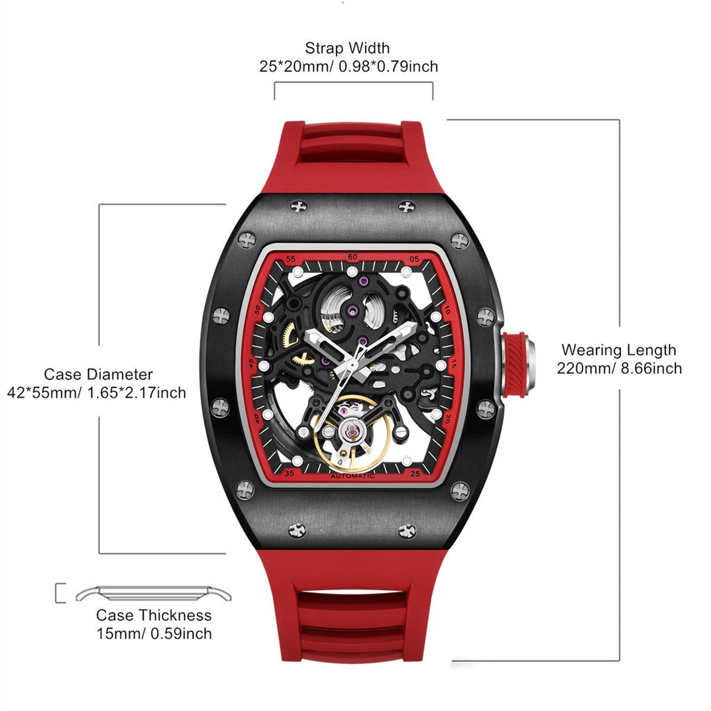 MEGIR Automatic Mechanical Men's Watch Luxury Skeleton Dial Luminous Waterproof Sports Military Wristwatch Gift for Man 9190-12-8