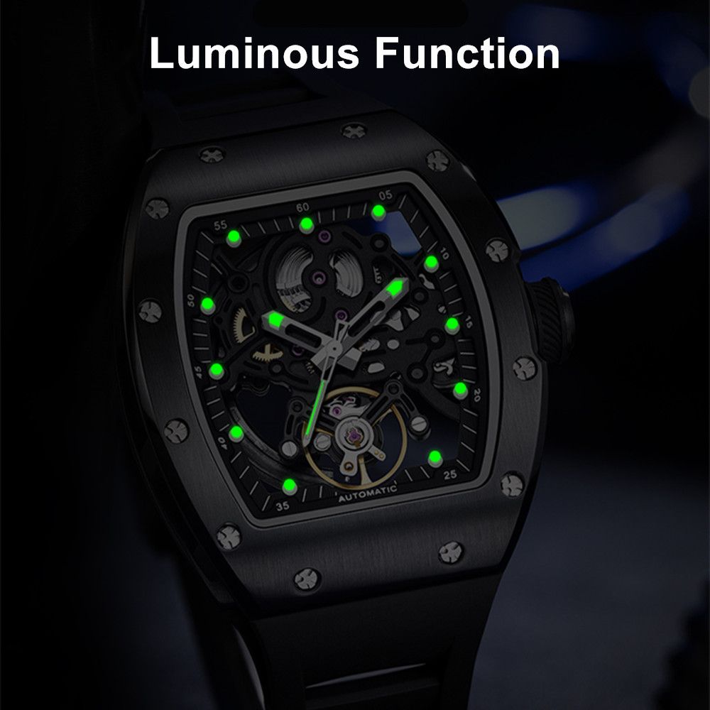 MEGIR Automatic Mechanical Men's Watch Luxury Skeleton Dial Luminous Waterproof Sports Military Wristwatch Gift for Man 9190-12-9