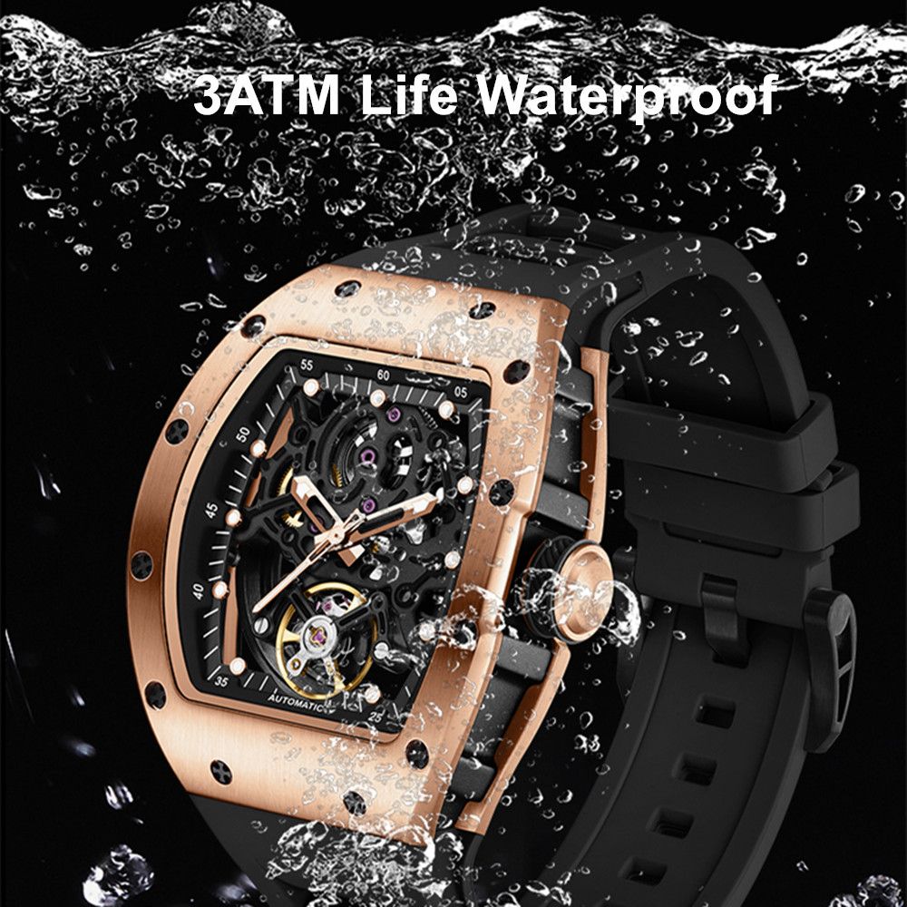 MEGIR Automatic Mechanical Men's Watch Luxury Skeleton Dial Luminous Waterproof Sports Military Wristwatch Gift for Man 9190-12-10