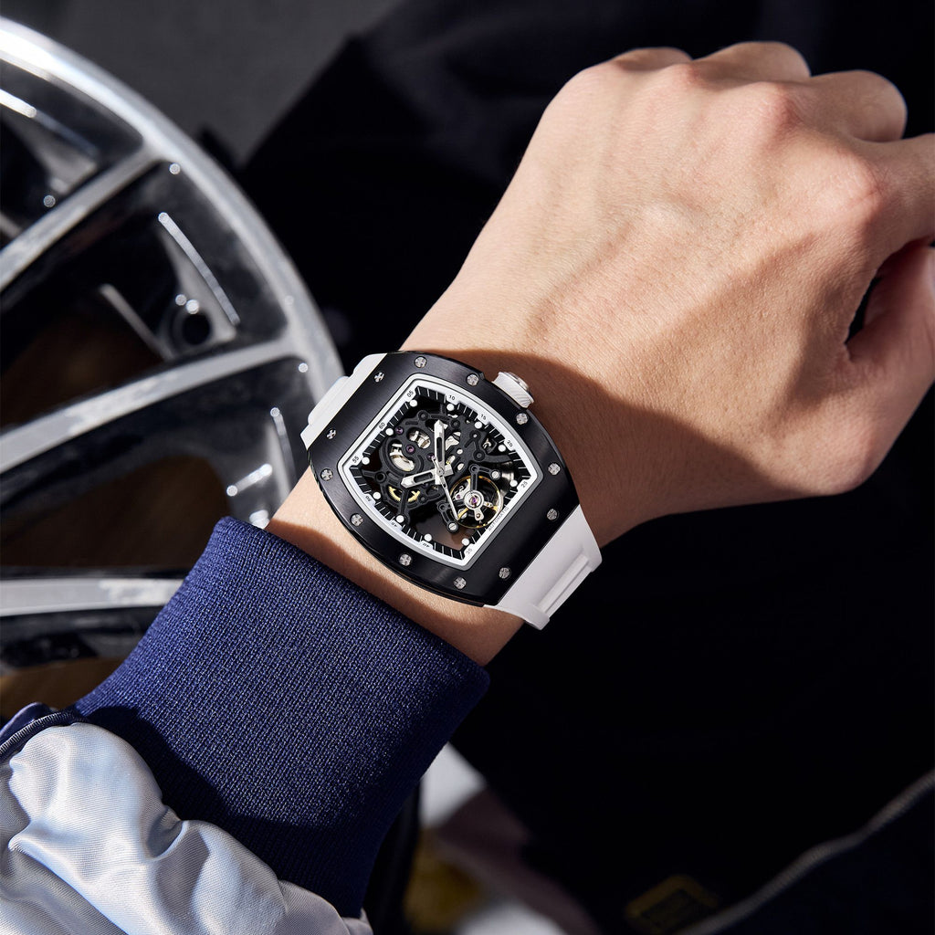 MEGIR Automatic Mechanical Men's Watch Luxury Skeleton Dial Luminous Waterproof Sports Military Wristwatch Gift for Man 9190-12-4