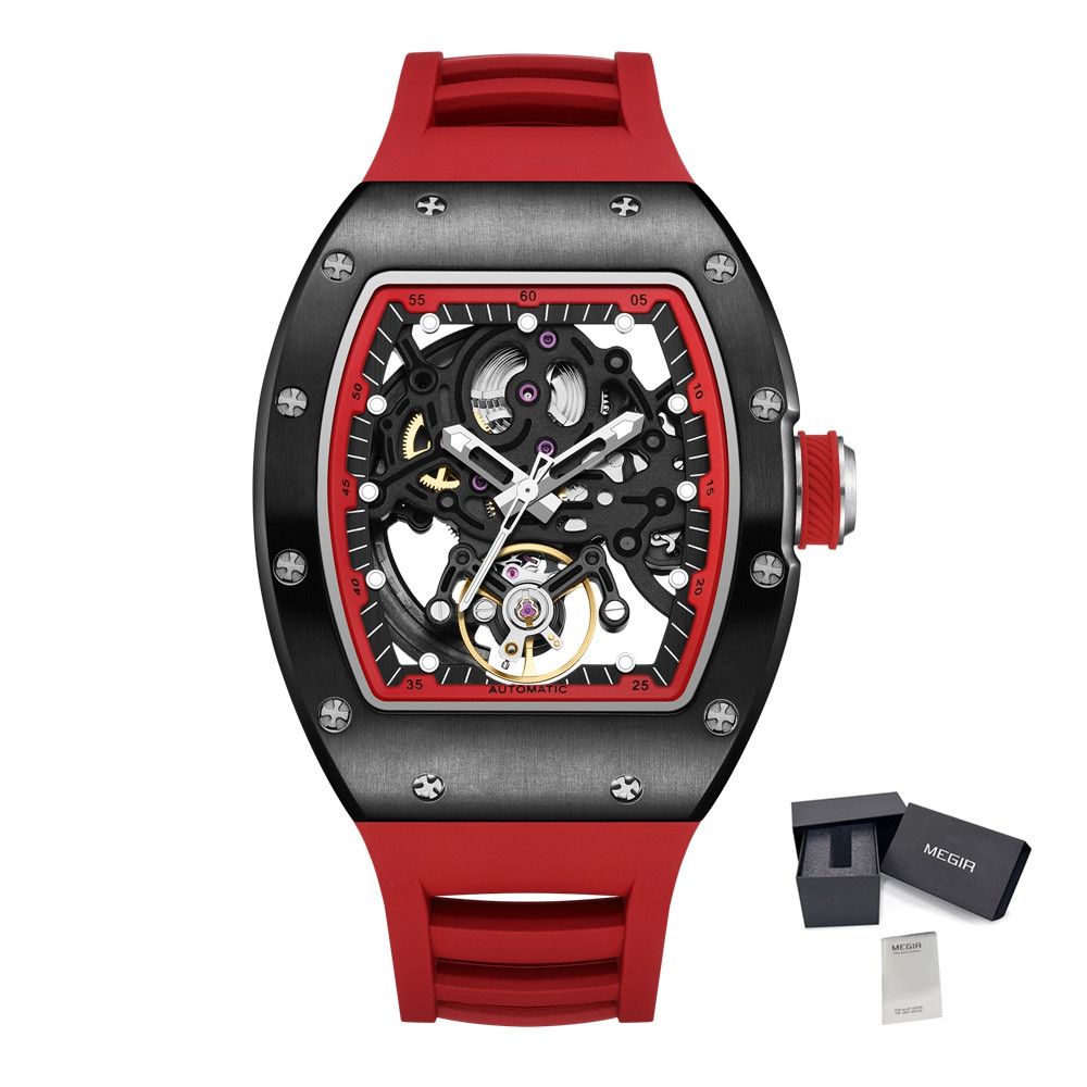 MEGIR Automatic Mechanical Men's Watch Luxury Skeleton Dial Luminous Waterproof Sports Military Wristwatch Gift for Man 9190-12-18
