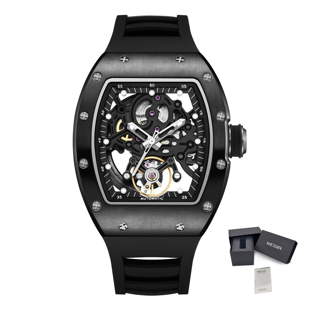 MEGIR Automatic Mechanical Men's Watch Luxury Skeleton Dial Luminous Waterproof Sports Military Wristwatch Gift for Man 9190-12-19