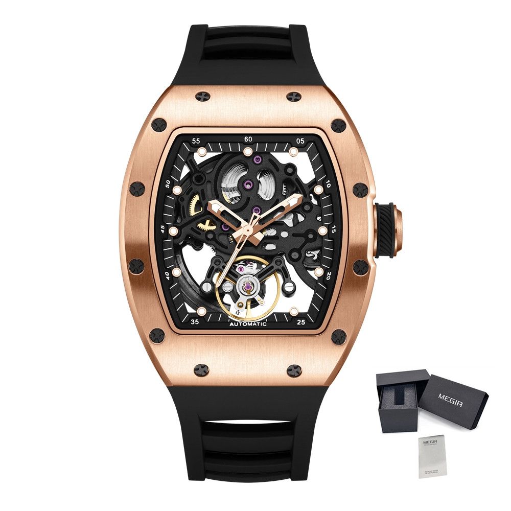 MEGIR Automatic Mechanical Men's Watch Luxury Skeleton Dial Luminous Waterproof Sports Military Wristwatch Gift for Man 9190-12-20