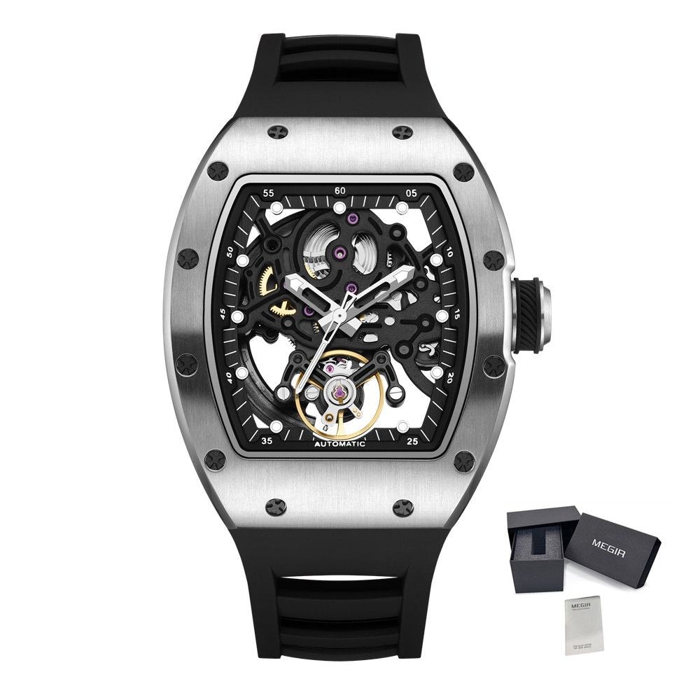 MEGIR Automatic Mechanical Men's Watch Luxury Skeleton Dial Luminous Waterproof Sports Military Wristwatch Gift for Man 9190-12-22