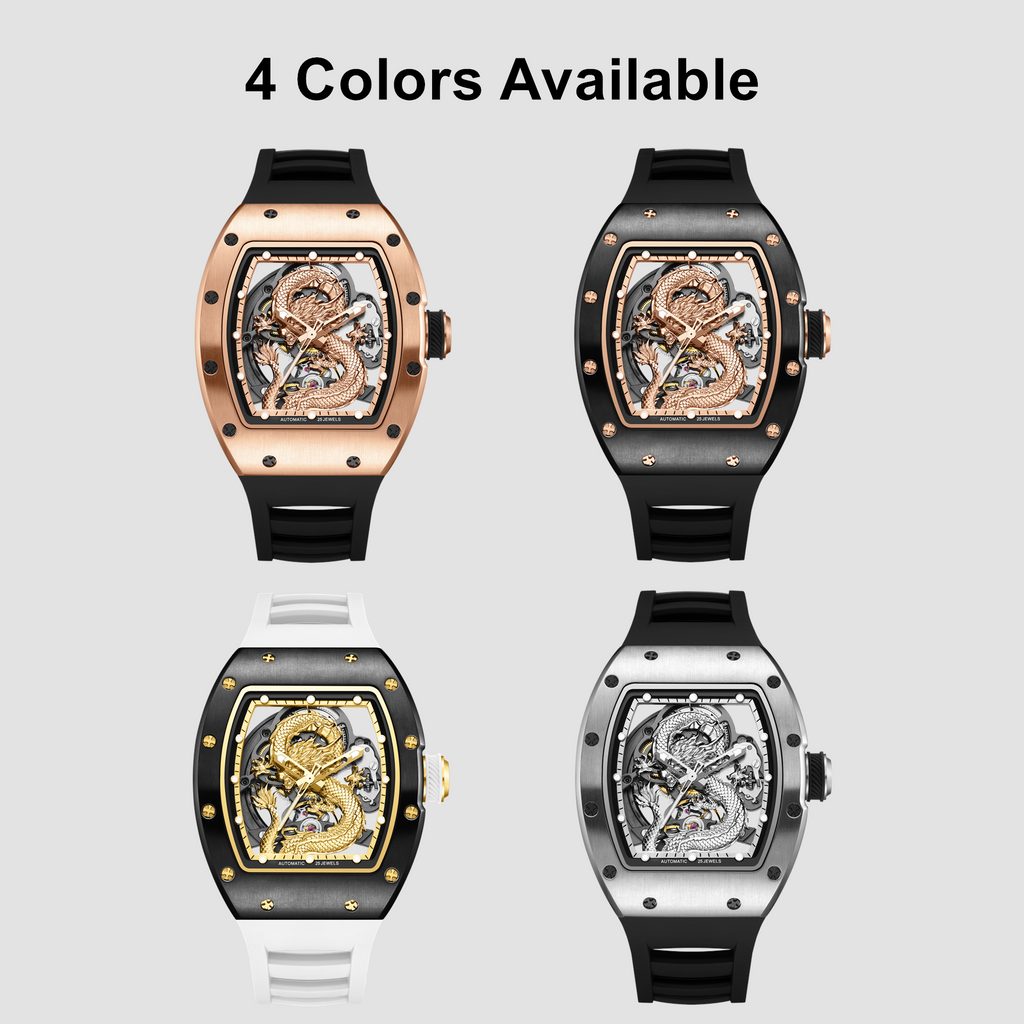 MEGIR Automatic Mechanical Skeleton Men Watch Luxury Stainless Steel Case Tonneau Dial Wristwatch Waterproof Sport Watches 9190-15-6