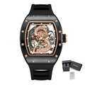 MEGIR Automatic Mechanical Skeleton Men Watch Luxury Stainless Steel Case Tonneau Dial Wristwatch Waterproof Sport Watches 9190-15-16