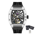 MEGIR Automatic Sport Watch for Men Transparent 43MM Hollow Dial Mechanical Movment Wristwatch Waterproof Luminous Clock 9195-11-16