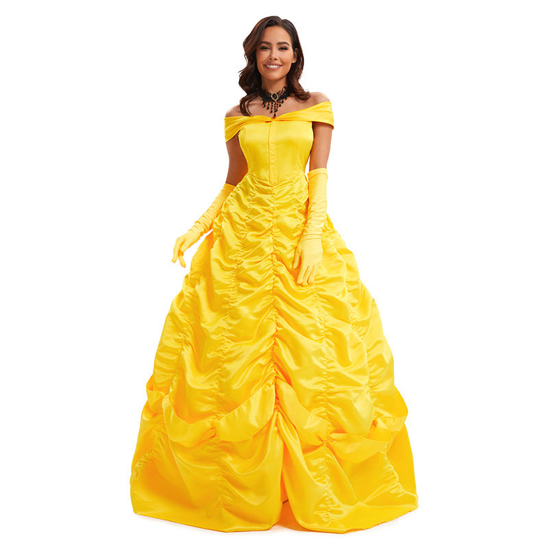 Beauty and the Beast Belle Princess Dress Cosplay Yellow Belle Costume for Women