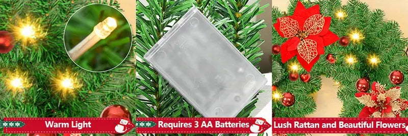 Enchanted Glow: Battery-Powered Artificial Christmas Garland Lights