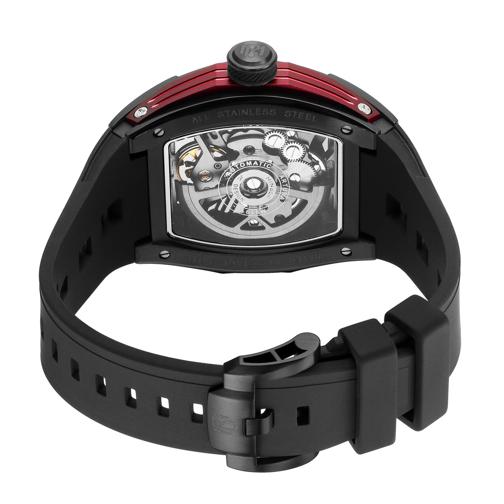 MINBER Fashion Mechanical Watch for Men Stainless Steel Hollow Out Automatic Watches Clock Waterproof Wristwatch Gifts 9191G-1-14