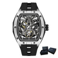 MINBER Fashion Mechanical Watch for Men Stainless Steel Hollow Out Automatic Watches Clock Waterproof Wristwatch Gifts 9191G-1-15
