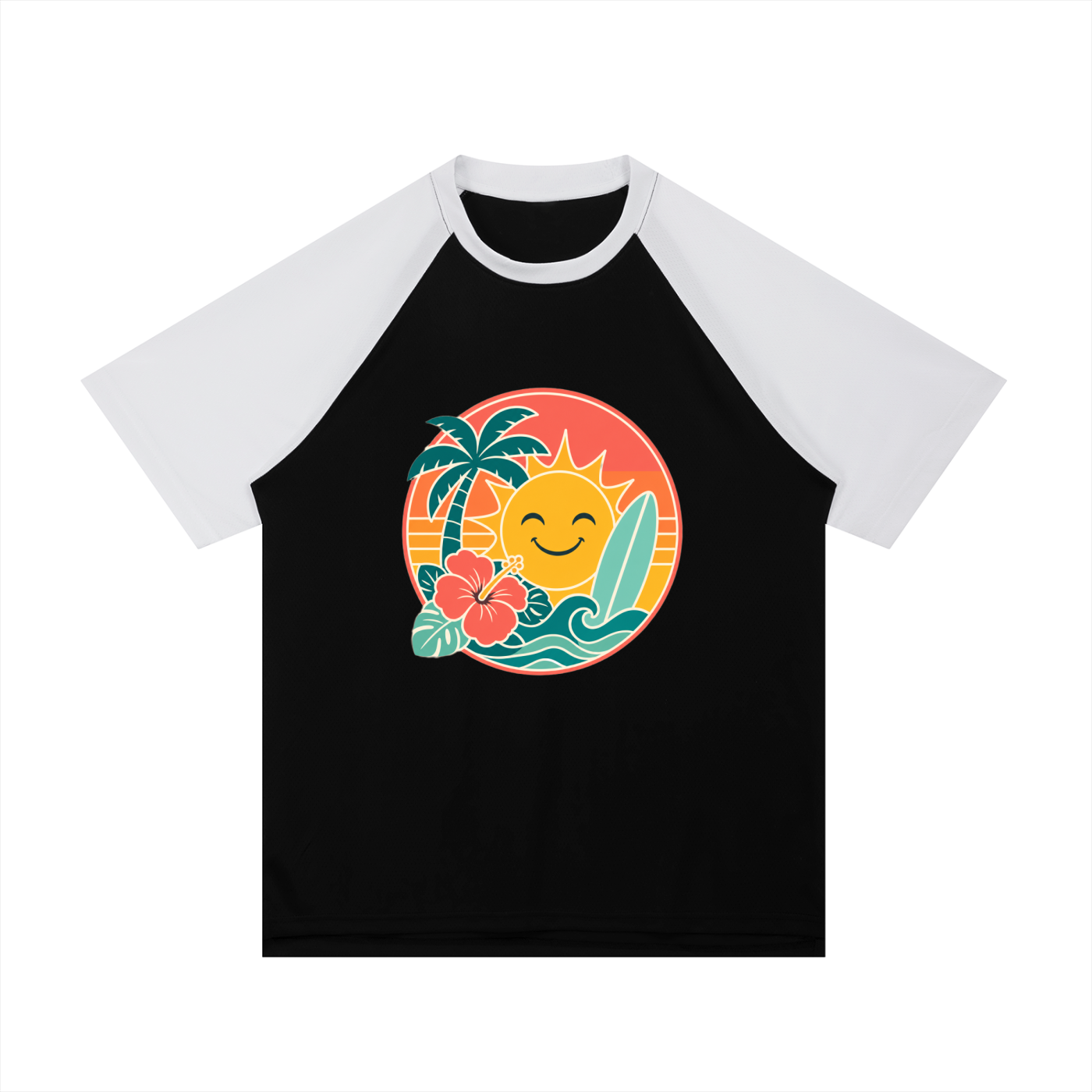Contrast Raglan Sleeve Mesh T-Shirt