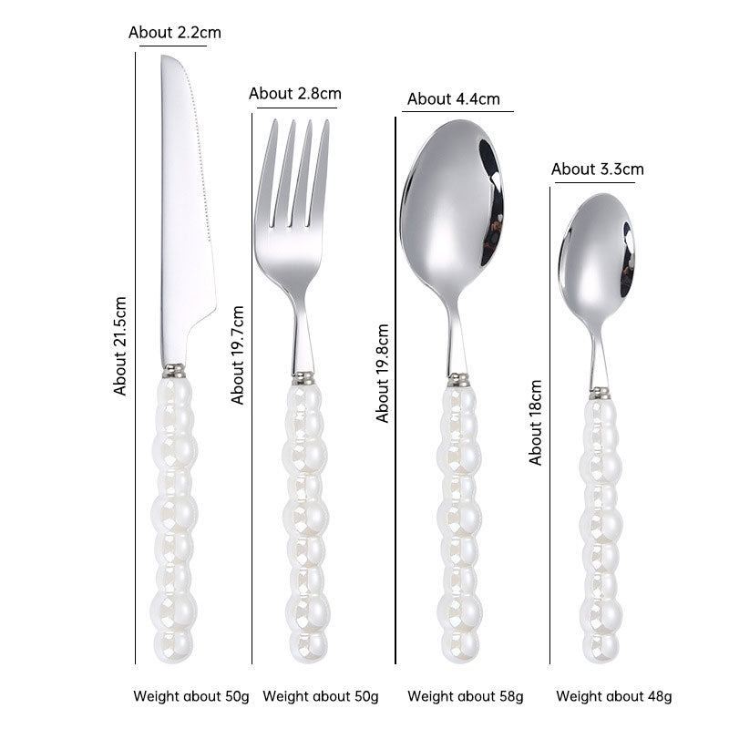 304 stainless steel knife and fork spoon creative pearl ceramic handle tableware western steak knife and fork dessert spoon