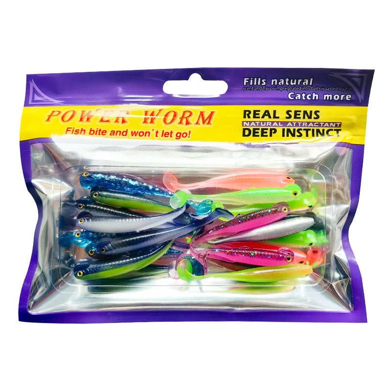 Taiyu Lure Artificial Bait Rooster Tail Soft Bait 6cm 1.3g Dual-Color Soft Fish Soft Worm Lifelike Fishing Bait Factory Wholesale