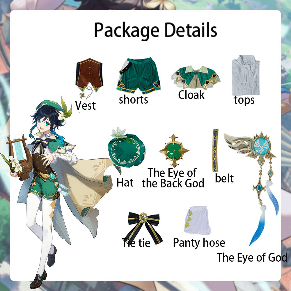 Genshin Impact high matching Babatos Wendy cos dress dress Fengshen Zhengtai Wendy cosplay dress suit