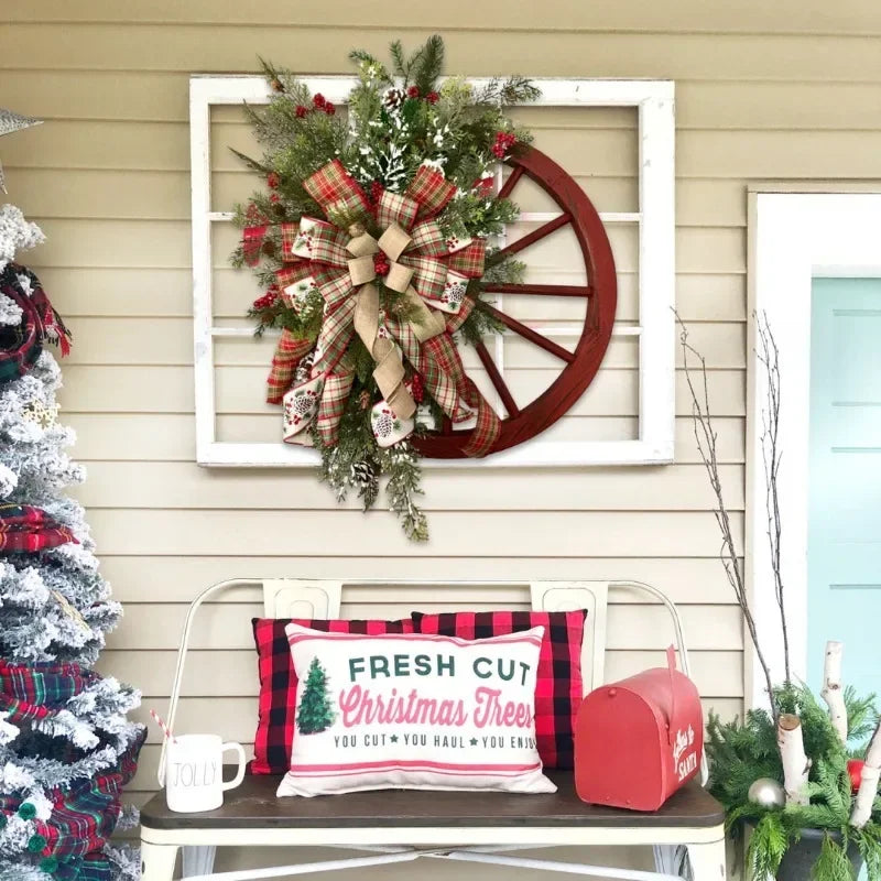Wooden Christmas Roulette Wheel Wreath Decoration