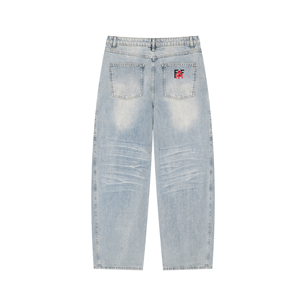 Men’s Enzyme Wash Wide Leg Jeans