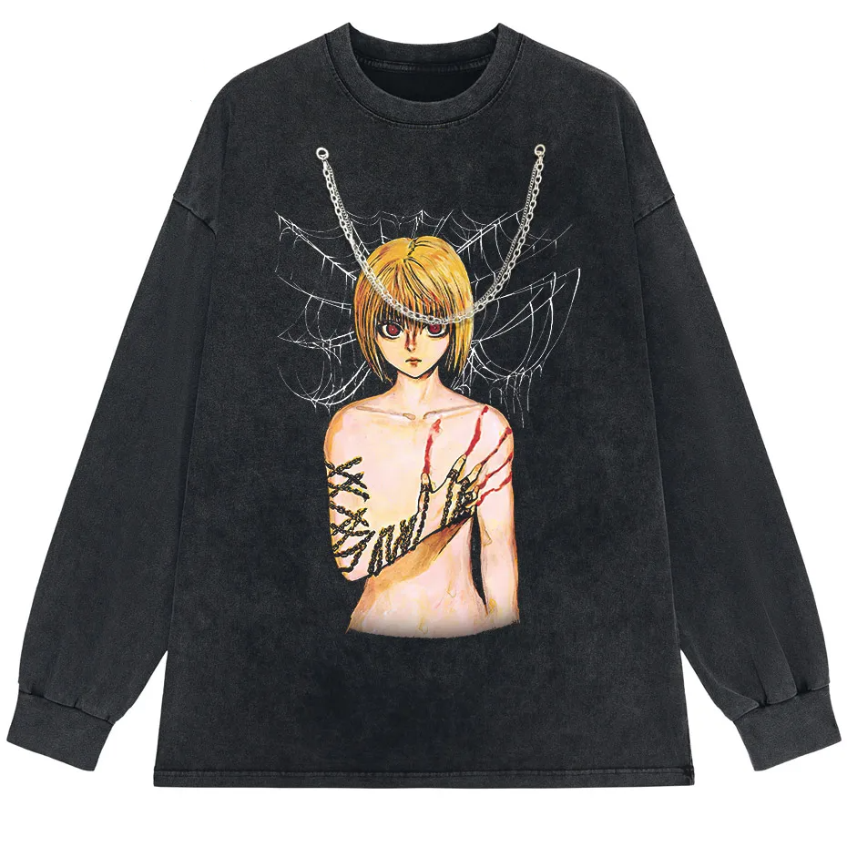 Men's Hip Hop Streetwear Anime Graphic T-Shirt Oversized Cotton Tee-7