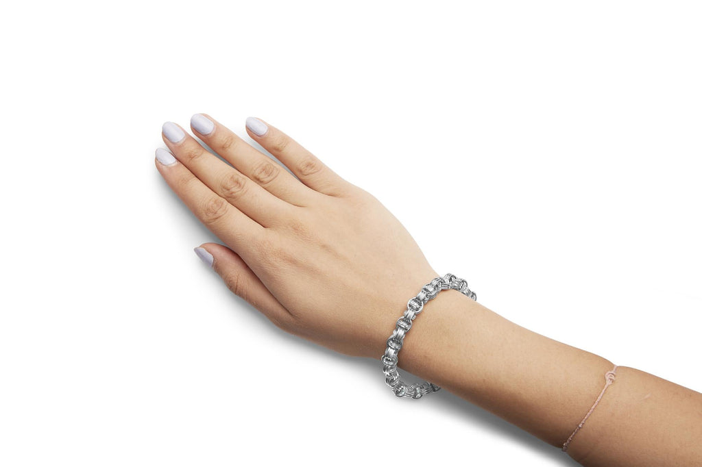 14K White Gold 1/2 Cttw Diamond Knotted Byzantine Link Bracelet (H-I Color, I2-I3 Clarity) - 7" Inches