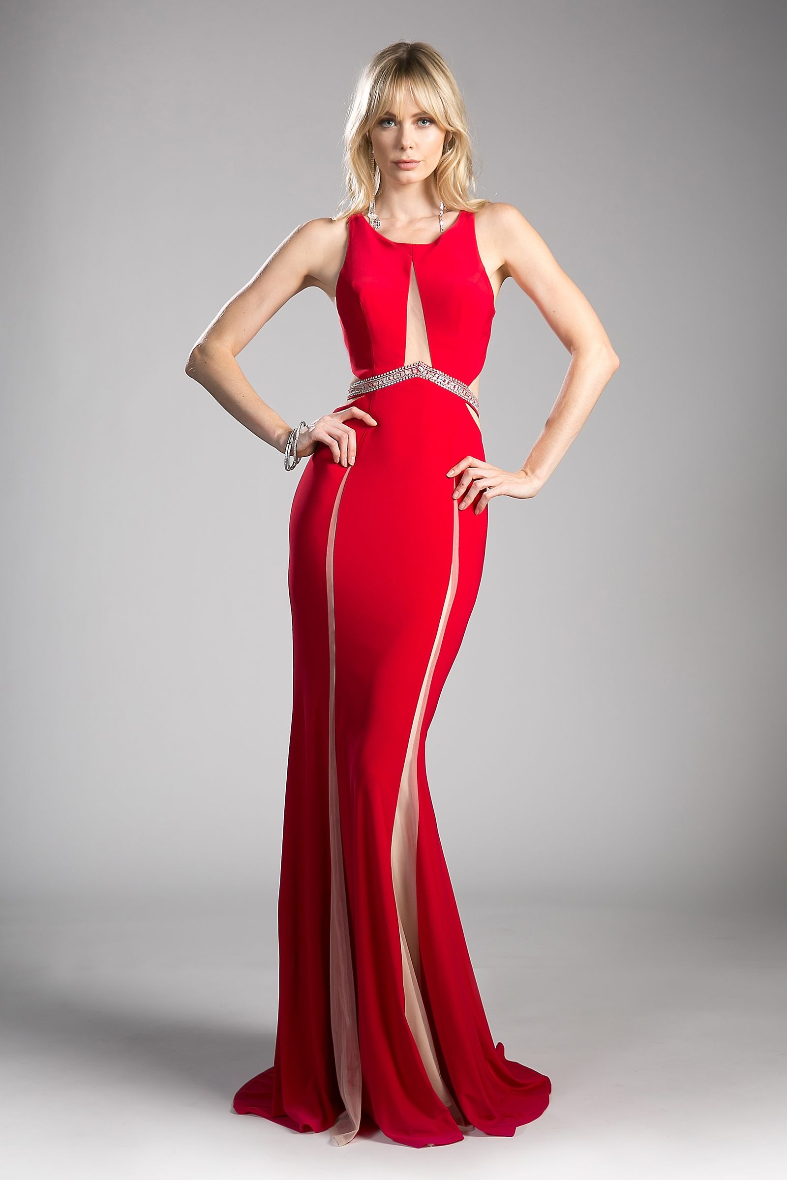 Beaded Belt Stretch Knit Sheath Dress-2