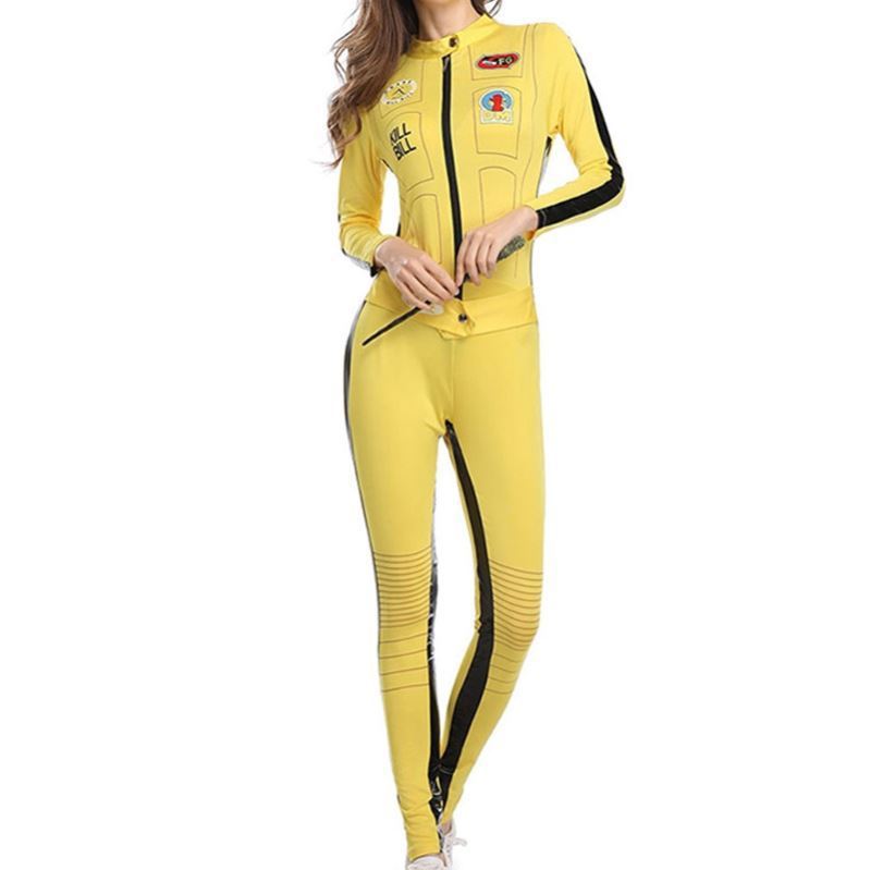 Halloween Costume Kill Bill Bride Yellow Jumpsuit Cosplay Outfit