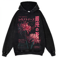 Anime Washed Spider Lily Graphic T Shirt Men Streetwear-2