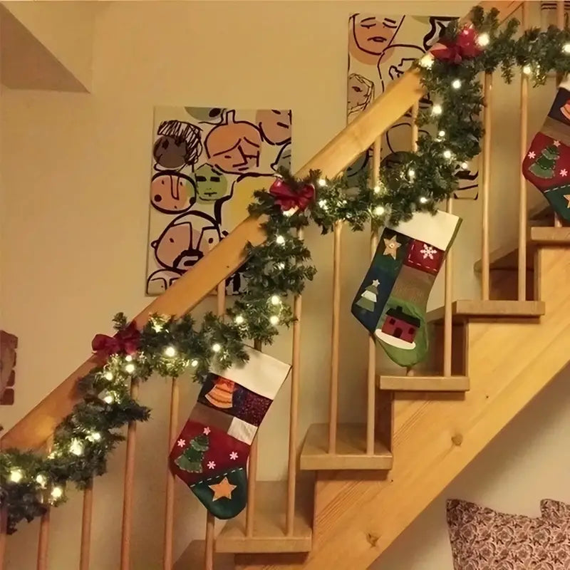 Twinkling Tidings: LED-lit Christmas Rattan Garland
